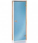 drzwi szklane do sauny suchej niebieskie przezroczyste